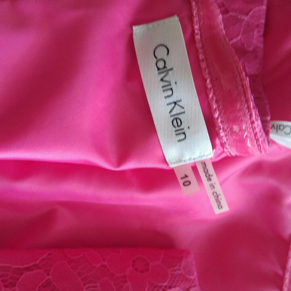 NWT Calvin Klein pink lace strapless peplum dress - Picture 4 of 8